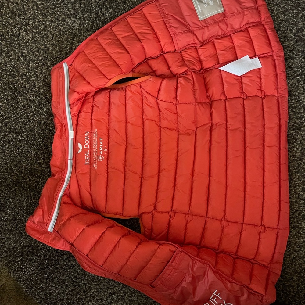 Ariat ideal down vest - small - orange